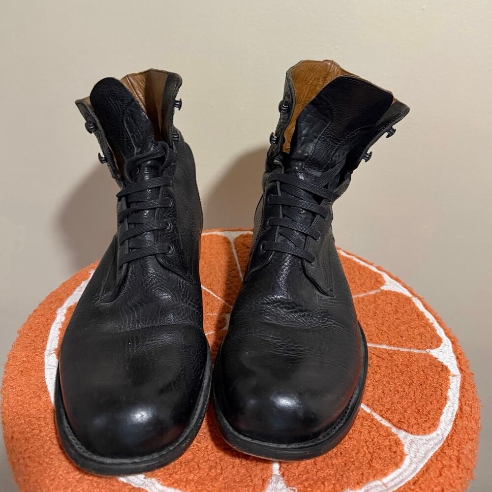John Varvatos Black Leather Boots Italy 9.5 Mens